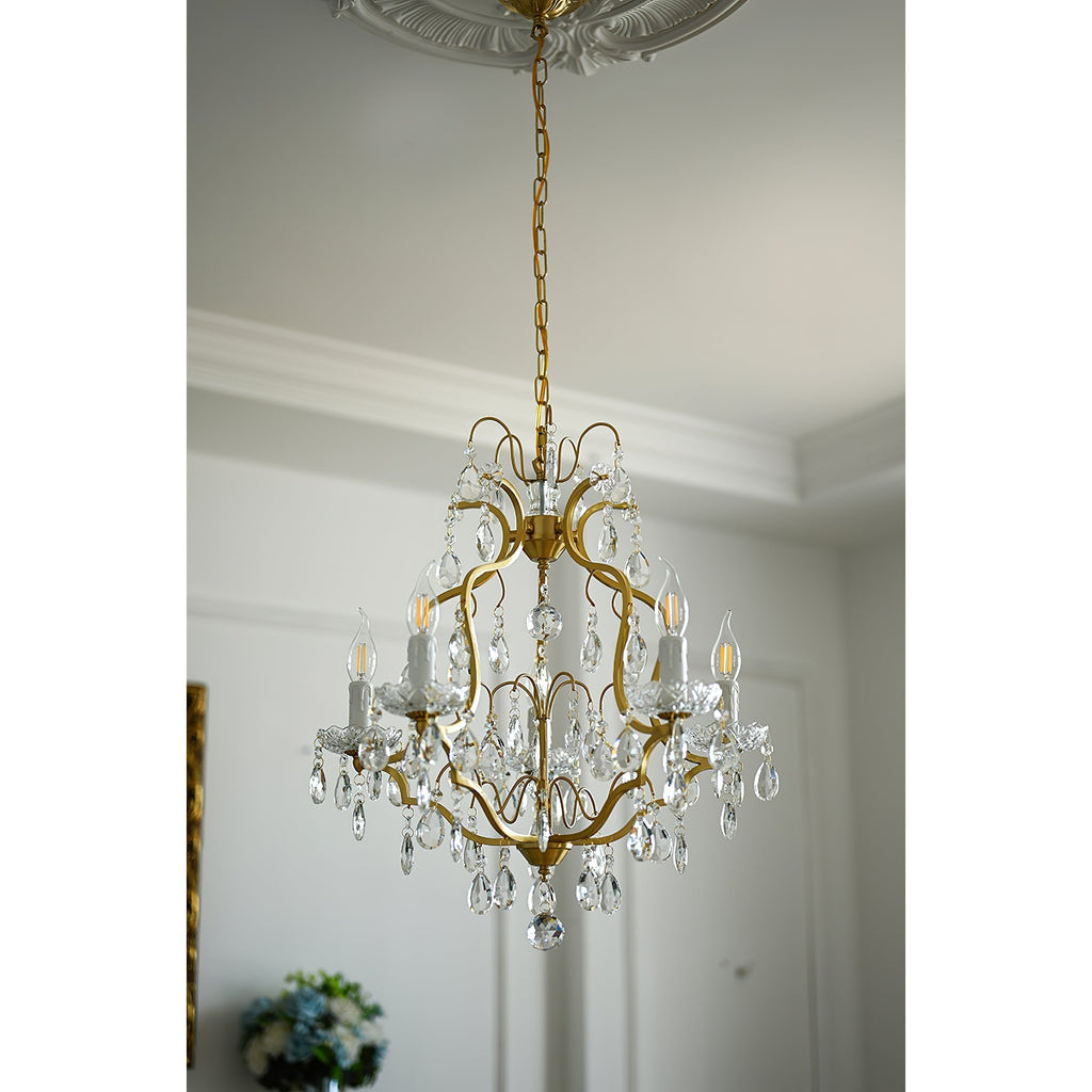 Cevinyra Postmodern Luxe Laiton Cristal Parchemins Lustre - Neutralighting