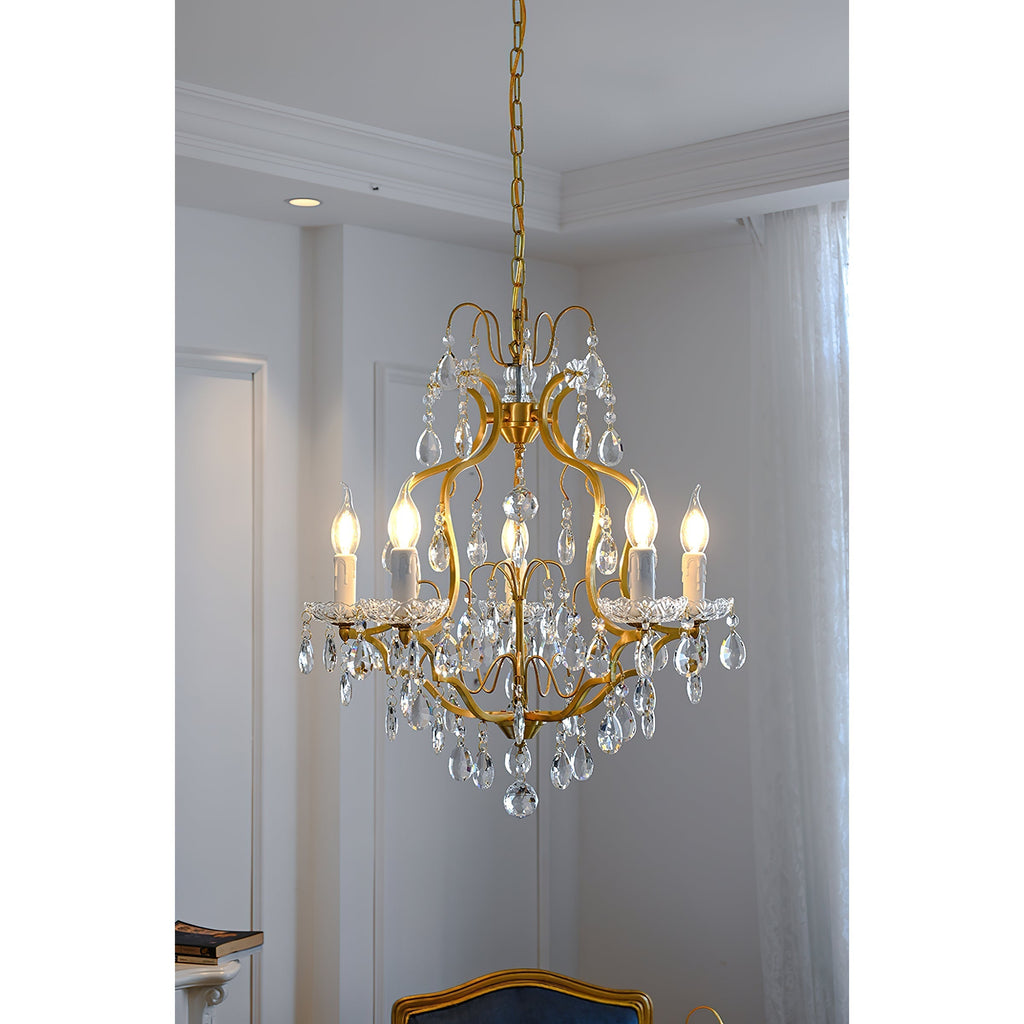 Cevinyra Postmodern Luxe Laiton Cristal Parchemins Lustre - Neutralighting