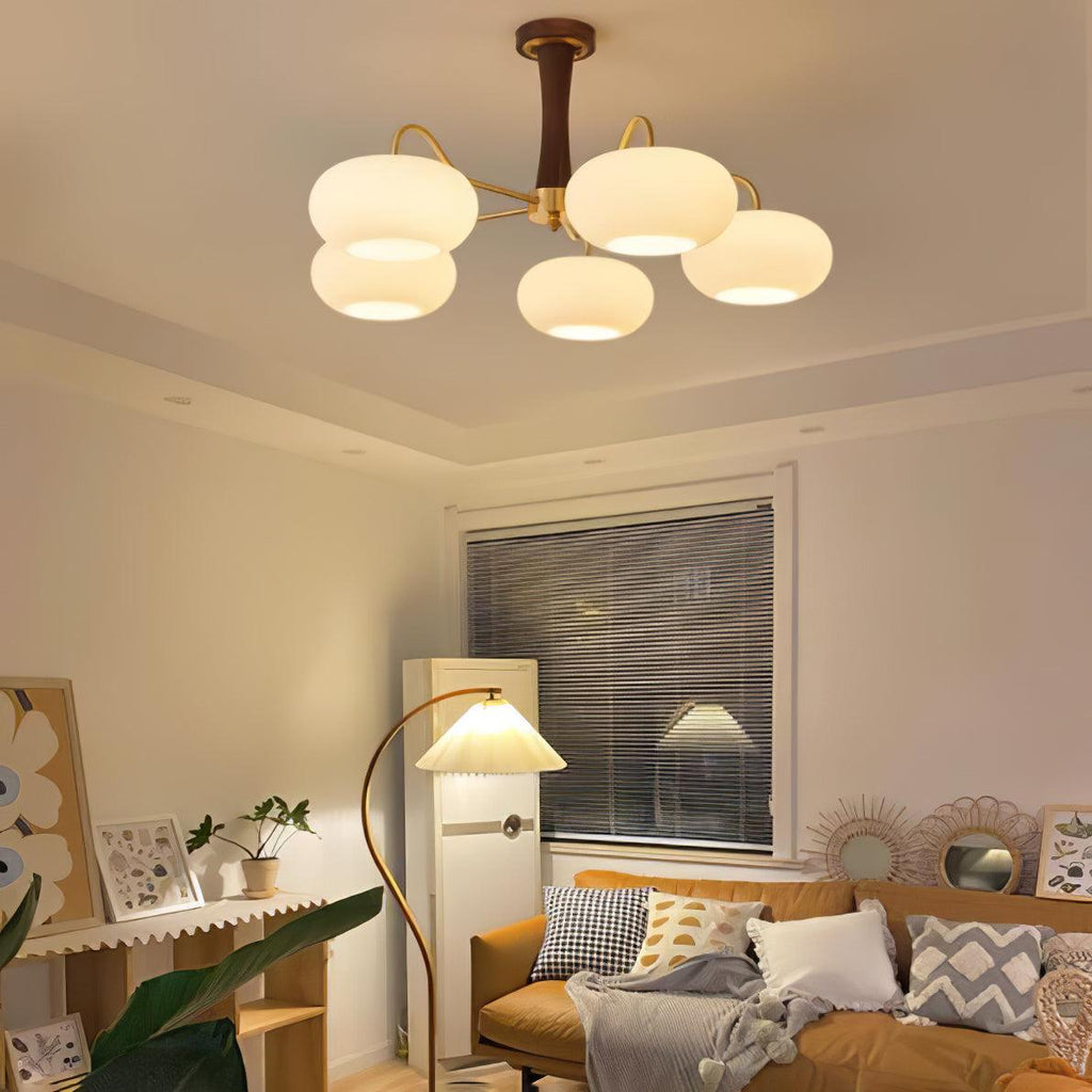 Lustra Chandelier en Laiton et Bois Kaki - Neutralighting