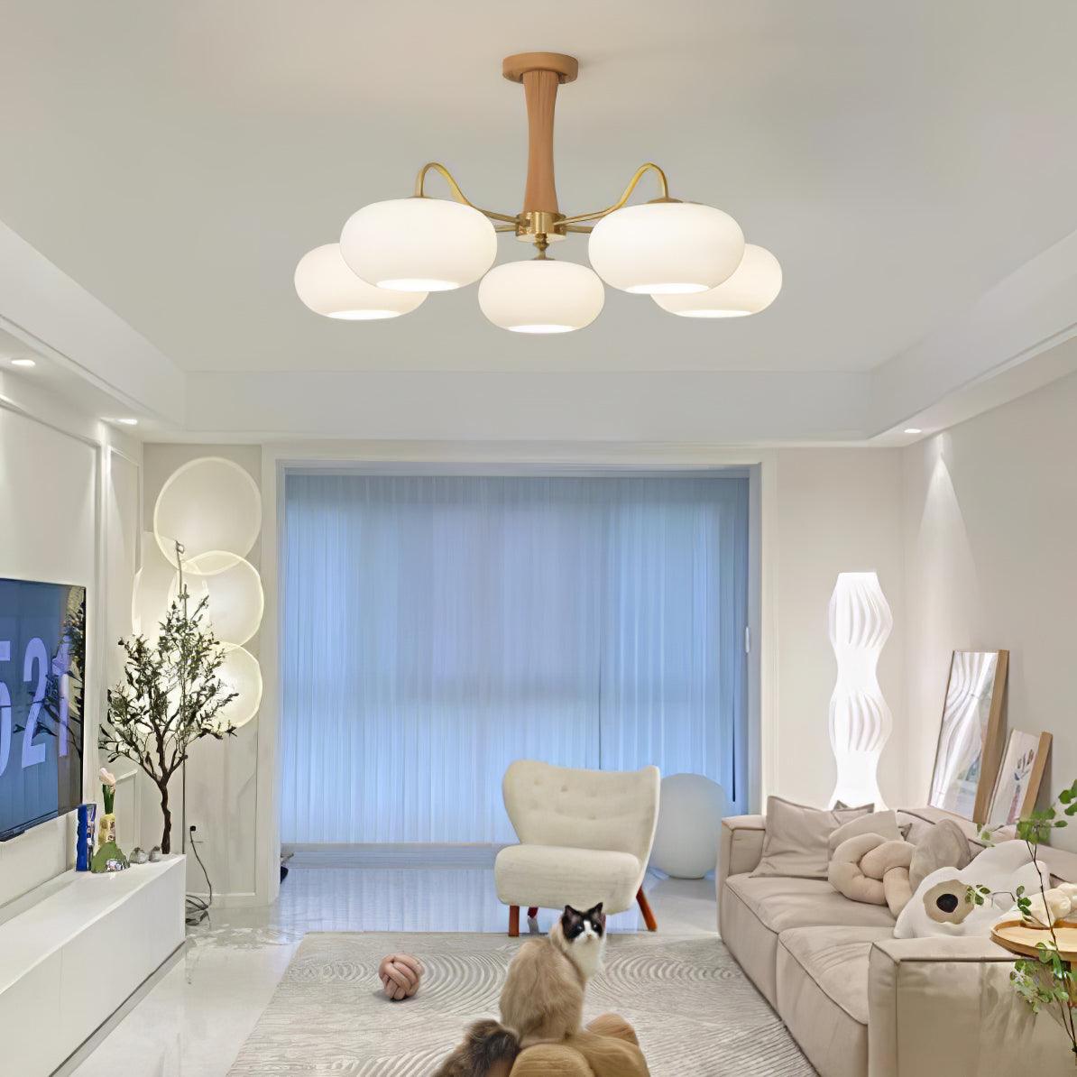 Lustra Chandelier en Laiton et Bois Kaki - Neutralighting