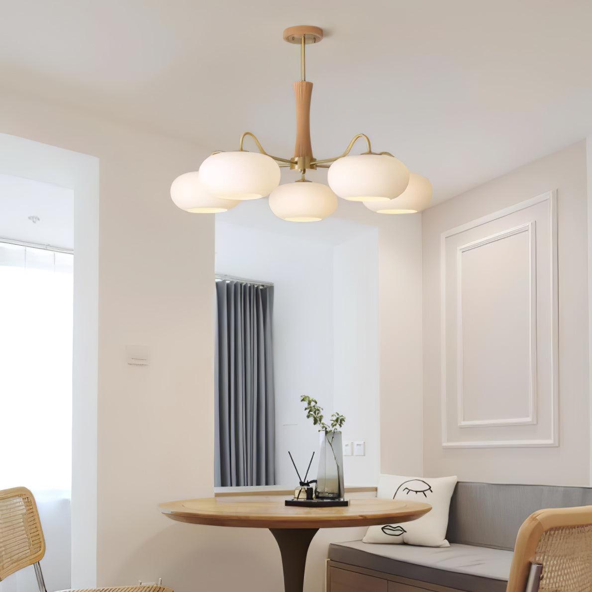 Lustra Chandelier en Laiton et Bois Kaki - Neutralighting