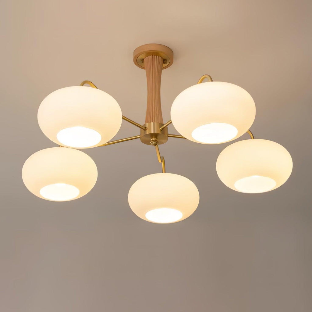 Lustra Chandelier en Laiton et Bois Kaki - Neutralighting