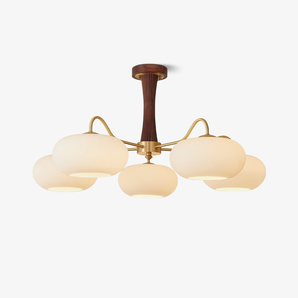 Lustra Chandelier en Laiton et Bois Kaki - Neutralighting