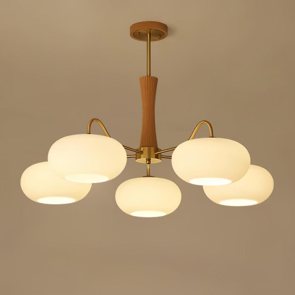 Lustra Chandelier en Laiton et Bois Kaki - Neutralighting