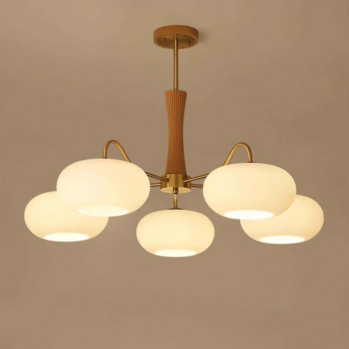 Lustra Chandelier en Laiton et Bois Kaki - Neutralighting