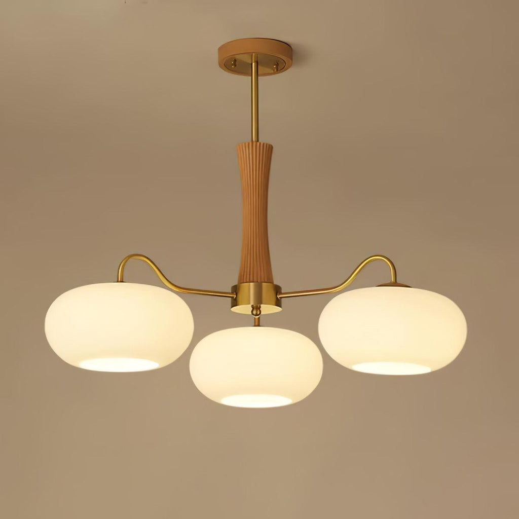 Lustra Chandelier en Laiton et Bois Kaki - Neutralighting