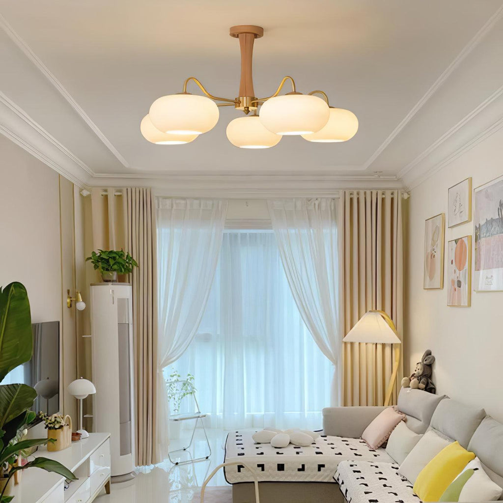 Lustra Chandelier en Laiton et Bois Kaki - Neutralighting