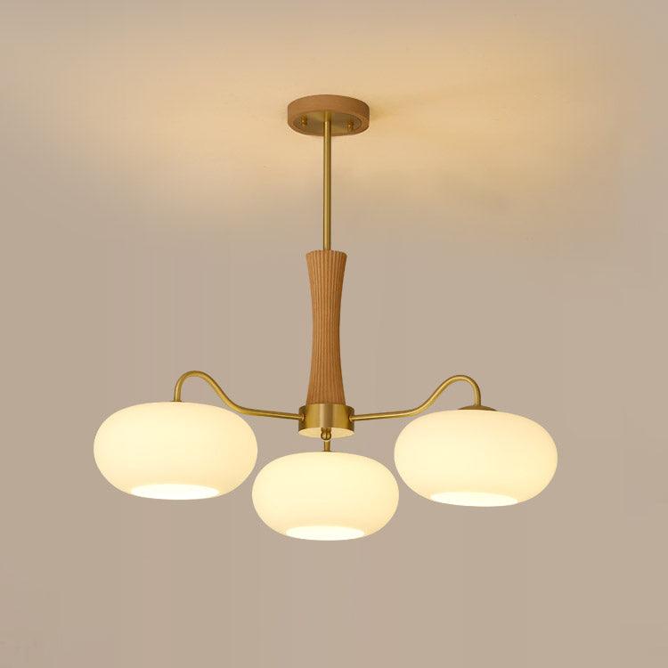 Lustra Chandelier en Laiton et Bois Kaki - Neutralighting