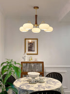 Lustra Chandelier en Laiton et Bois Kaki - Neutralighting