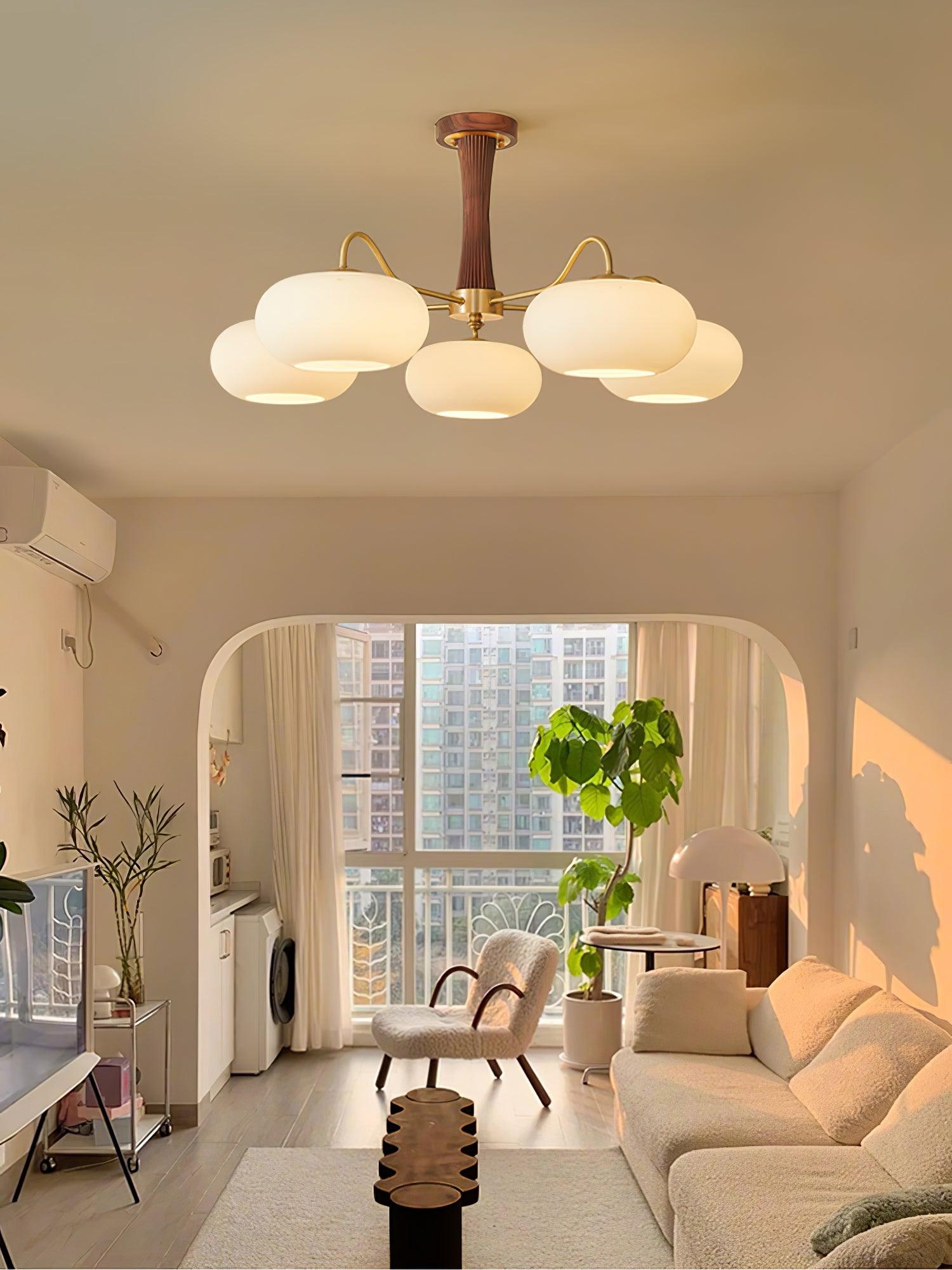 Lustra Chandelier en Laiton et Bois Kaki - Neutralighting