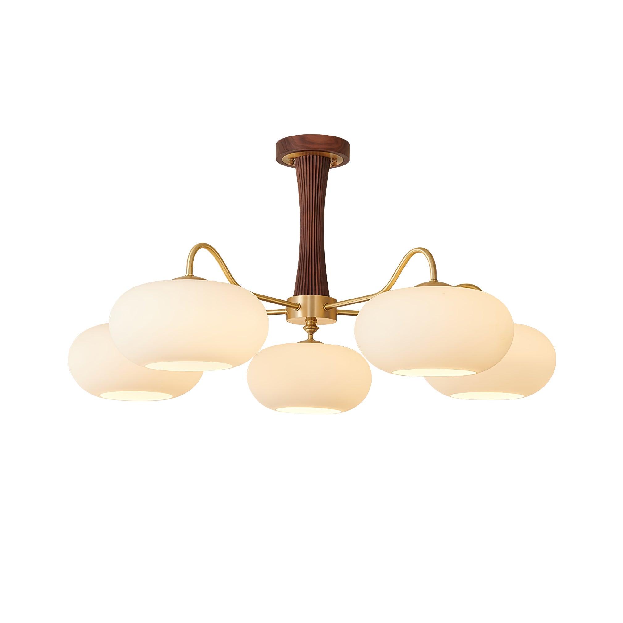 Lustra Chandelier en Laiton et Bois Kaki - Neutralighting
