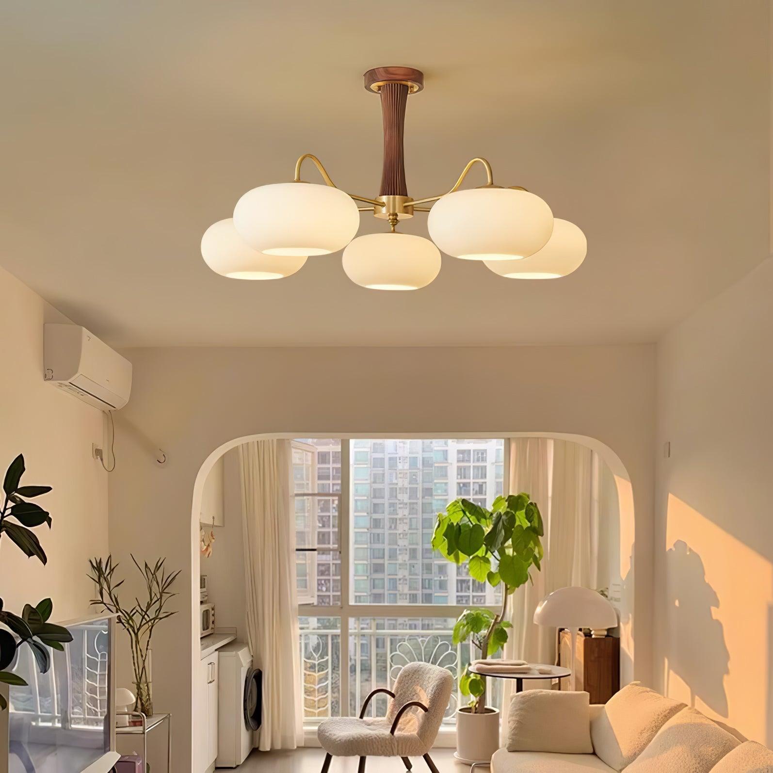 Candy Lustre Kaki en Laiton, Bois et Verre - Neutralighting
