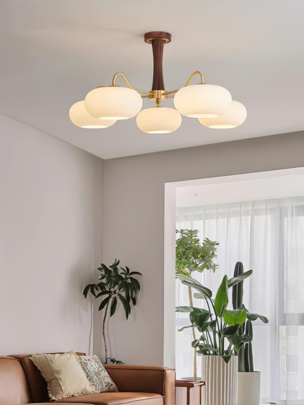 Lustra Chandelier en Laiton et Bois Kaki - Neutralighting