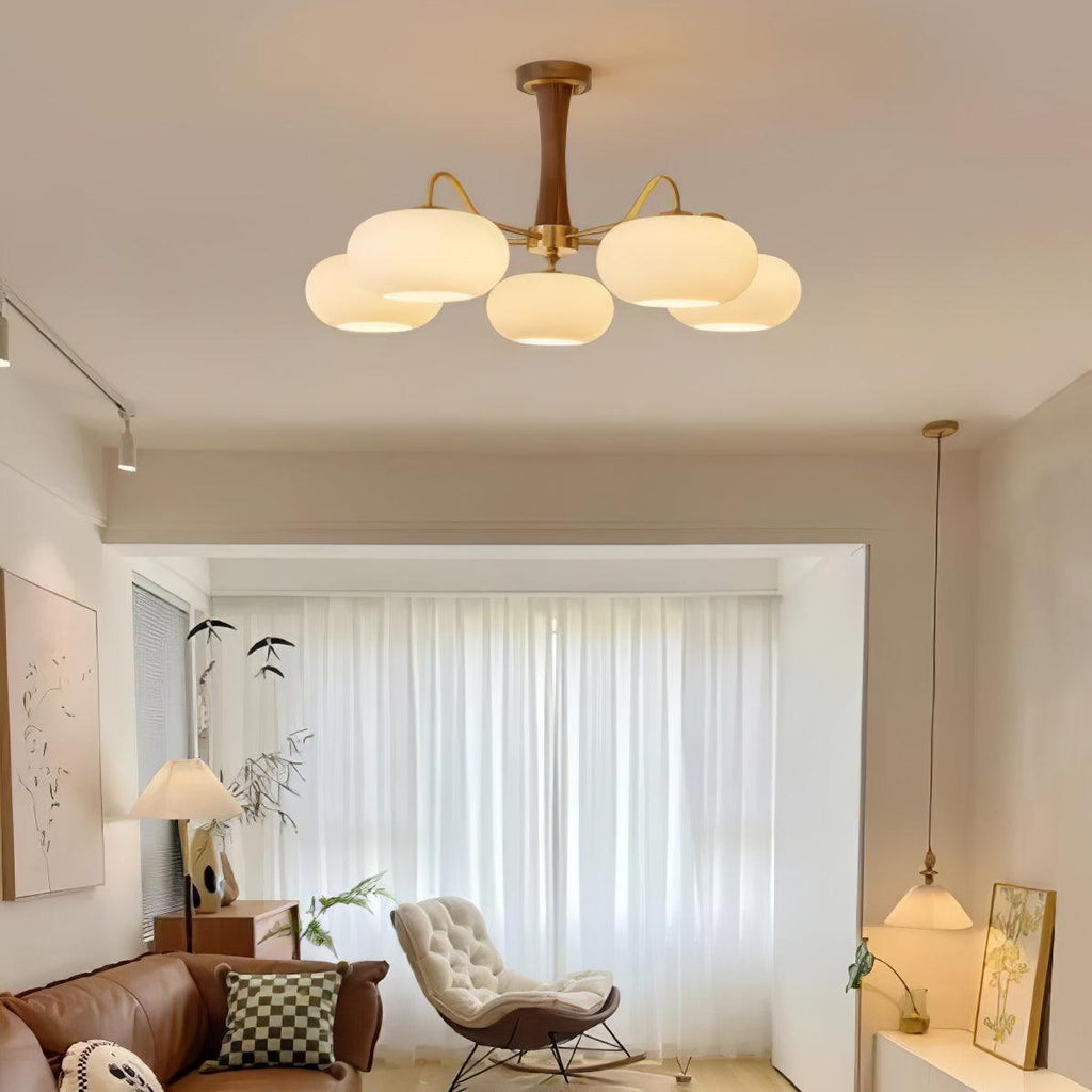 Candy Lustre Kaki en Laiton, Bois et Verre - Neutralighting