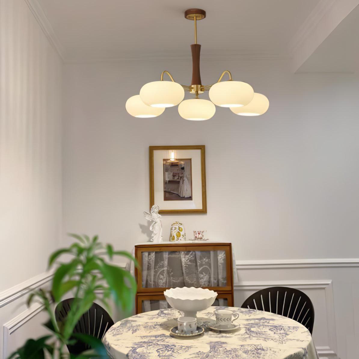Lustra Chandelier en Laiton et Bois Kaki - Neutralighting
