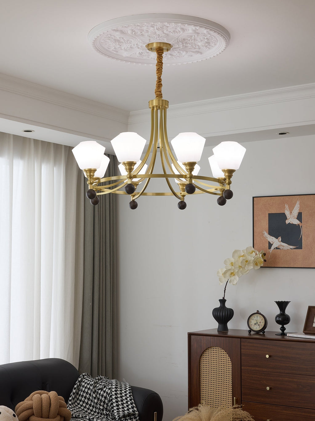 Nyraeyra Lustre Nordique Haut de Gamme en Laiton et Bois - Neutralighting