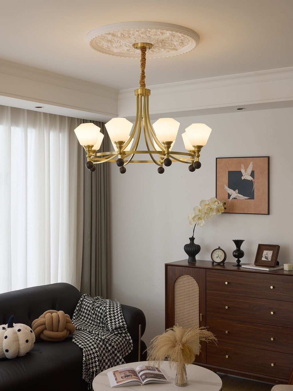 Nyraeyra Lustre Nordique Haut de Gamme en Laiton et Bois - Neutralighting