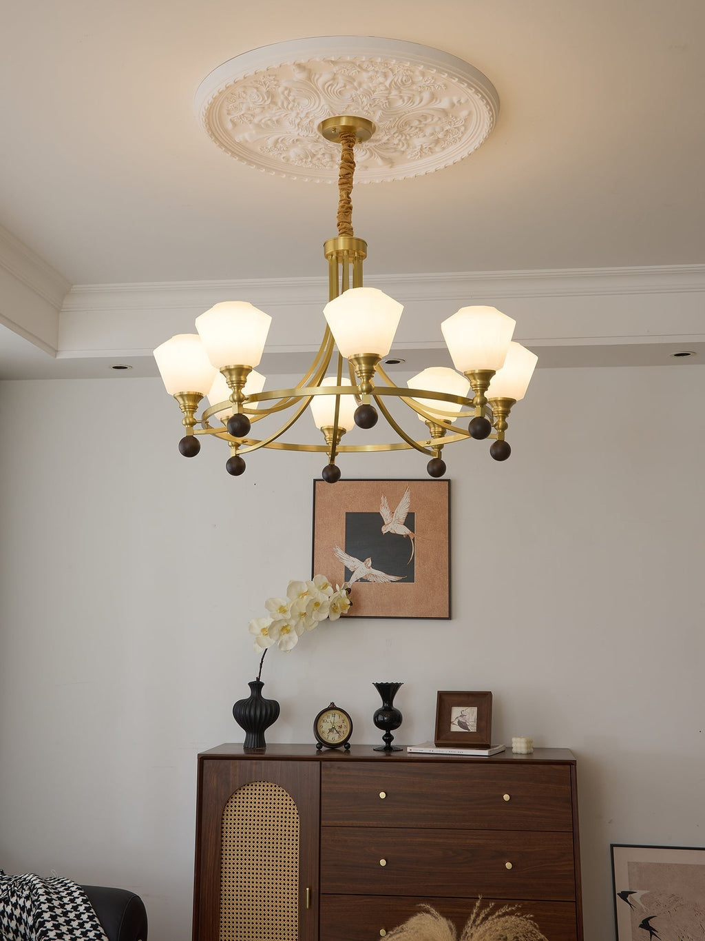 Nyraeyra Lustre Nordique Haut de Gamme en Laiton et Bois - Neutralighting