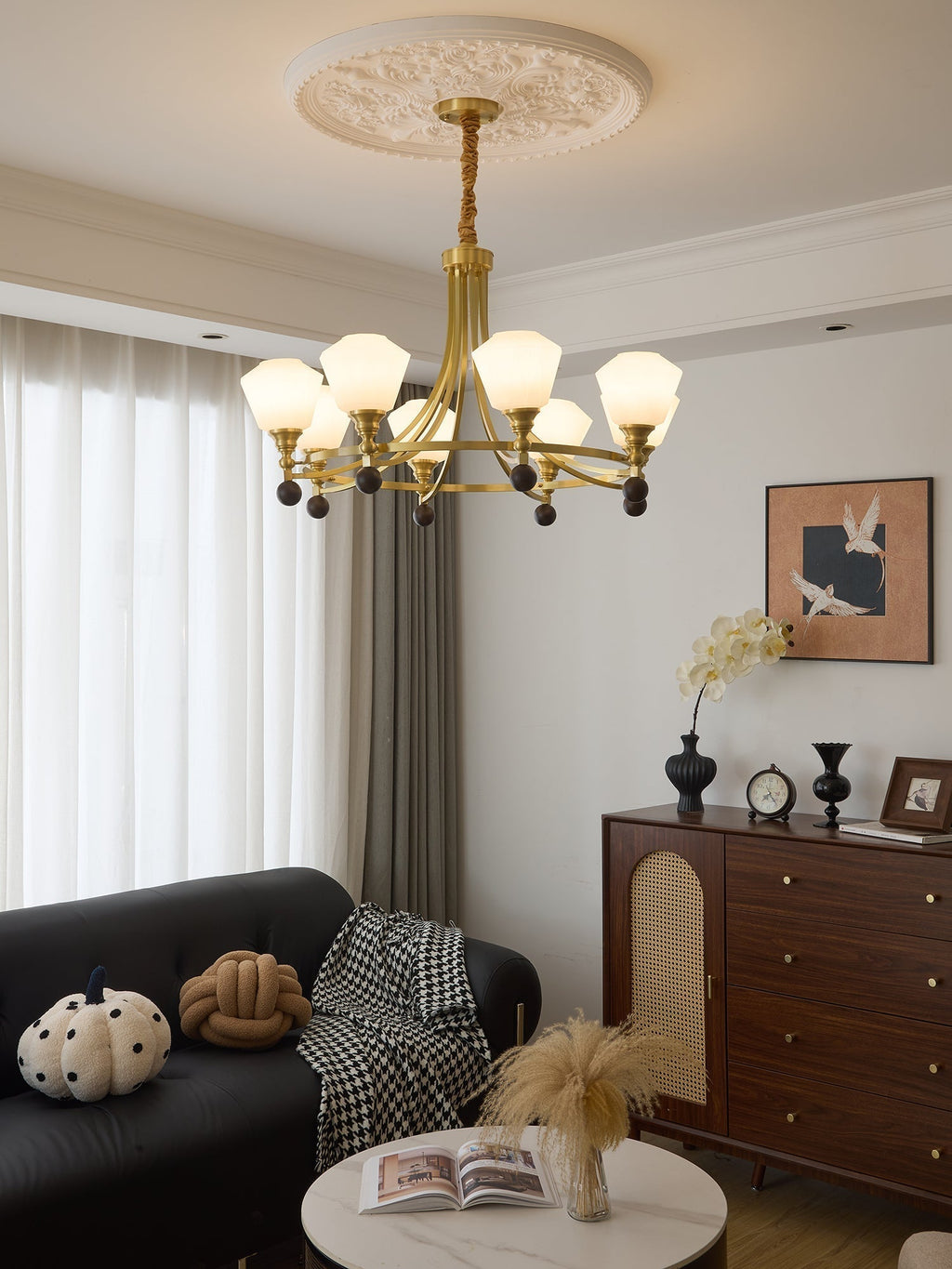 Nyraeyra Lustre Nordique Haut de Gamme en Laiton et Bois - Neutralighting