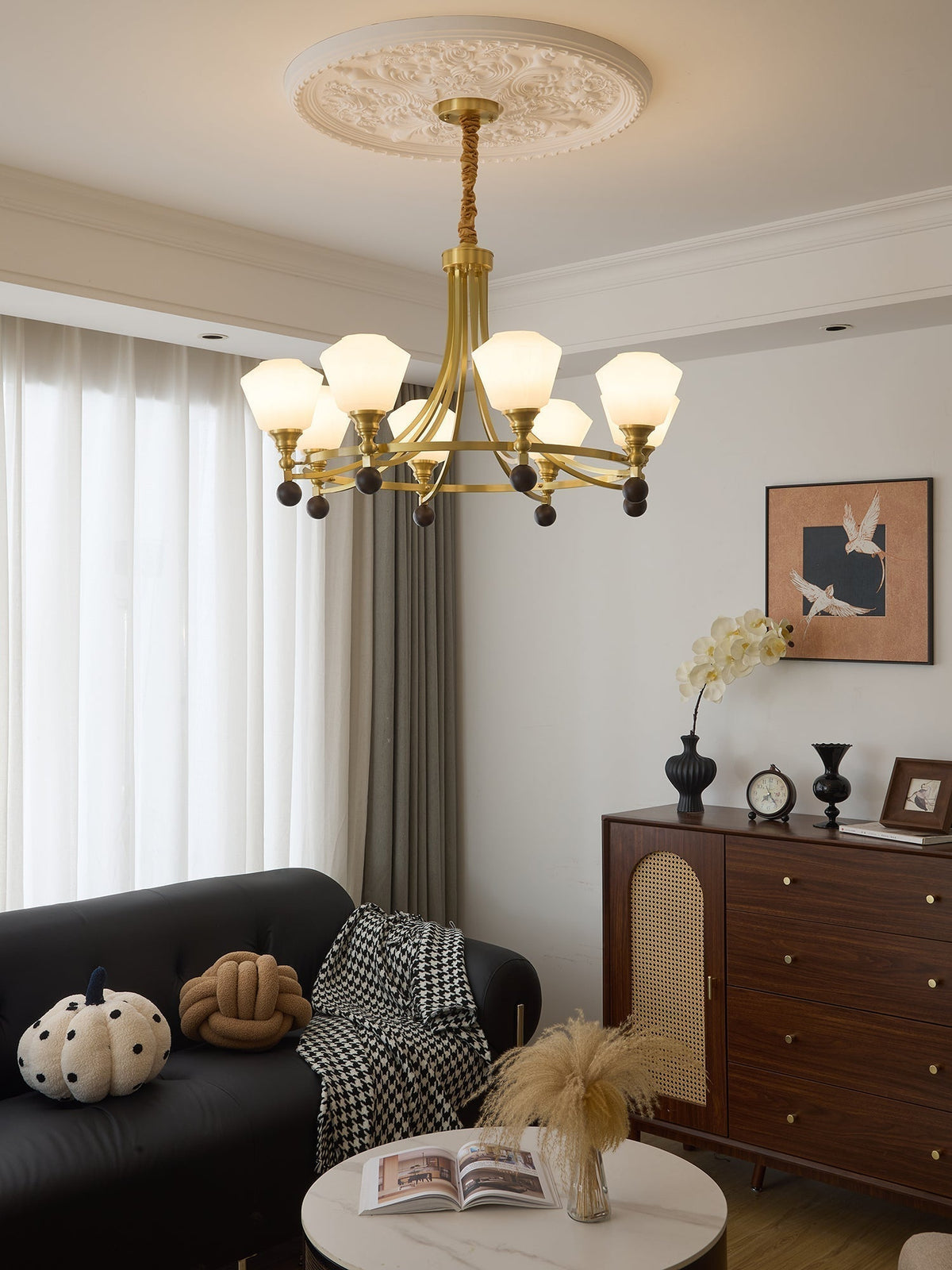 Nyraeyra Lustre Nordique Haut de Gamme en Laiton et Bois - Neutralighting