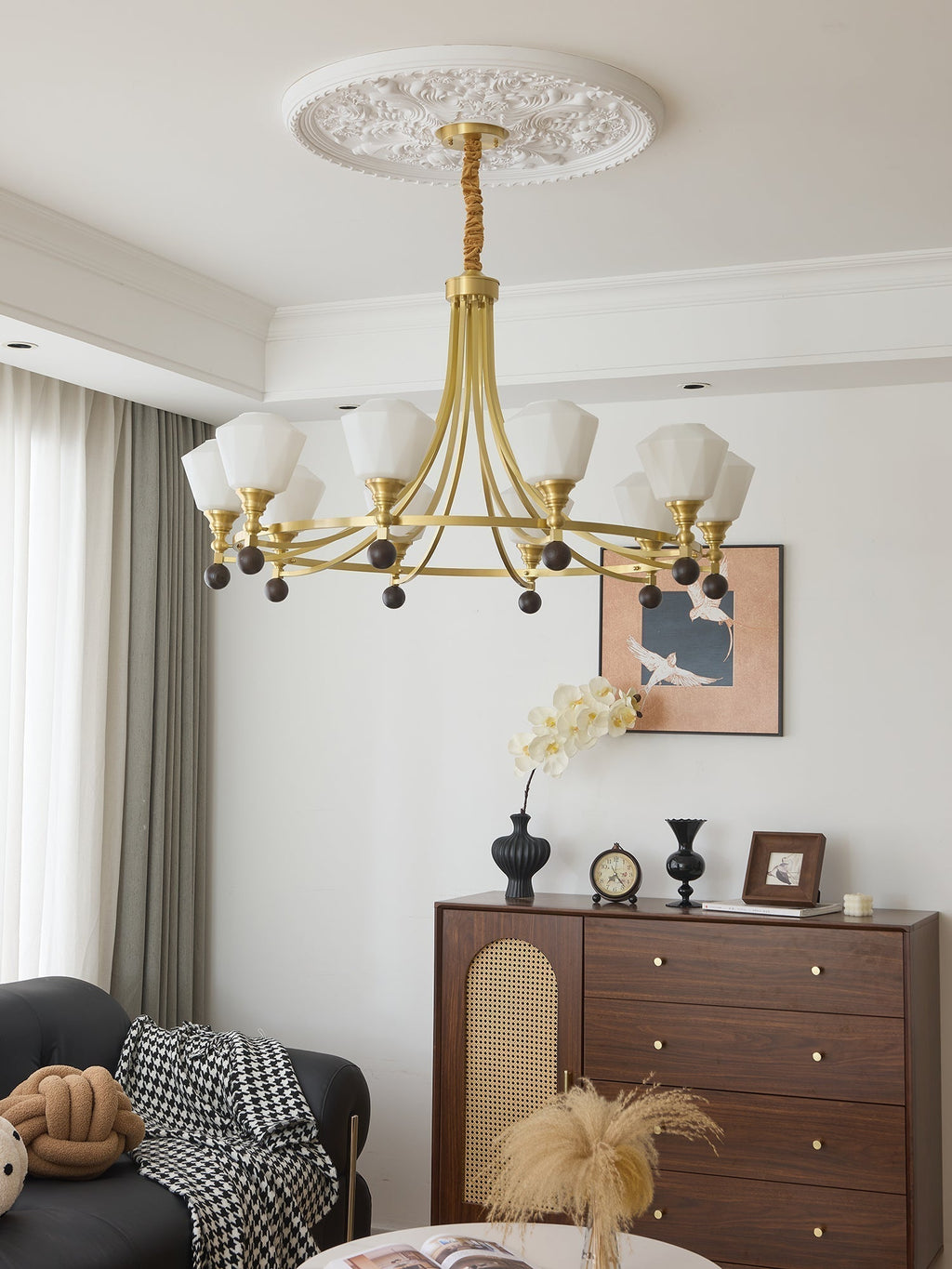 Nyraeyra Lustre Nordique Haut de Gamme en Laiton et Bois - Neutralighting