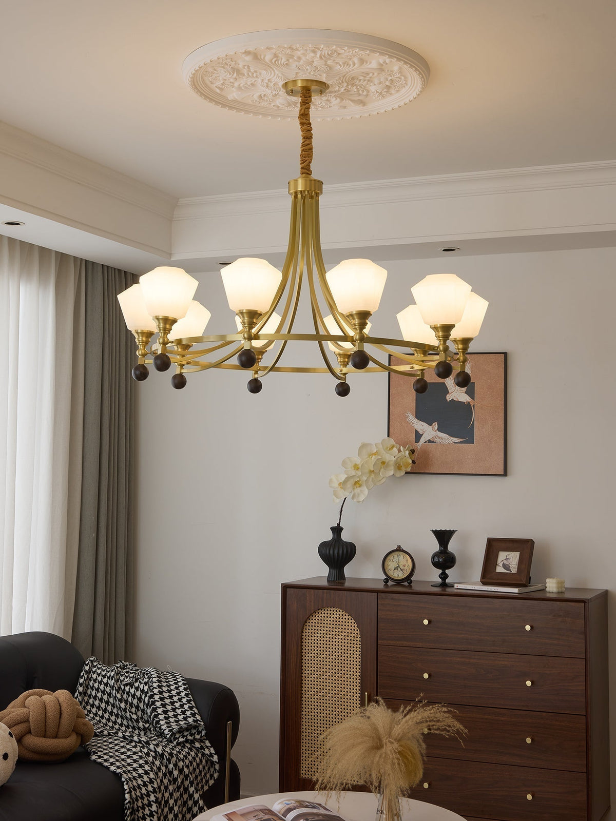 Nyraeyra Lustre Nordique Haut de Gamme en Laiton et Bois - Neutralighting