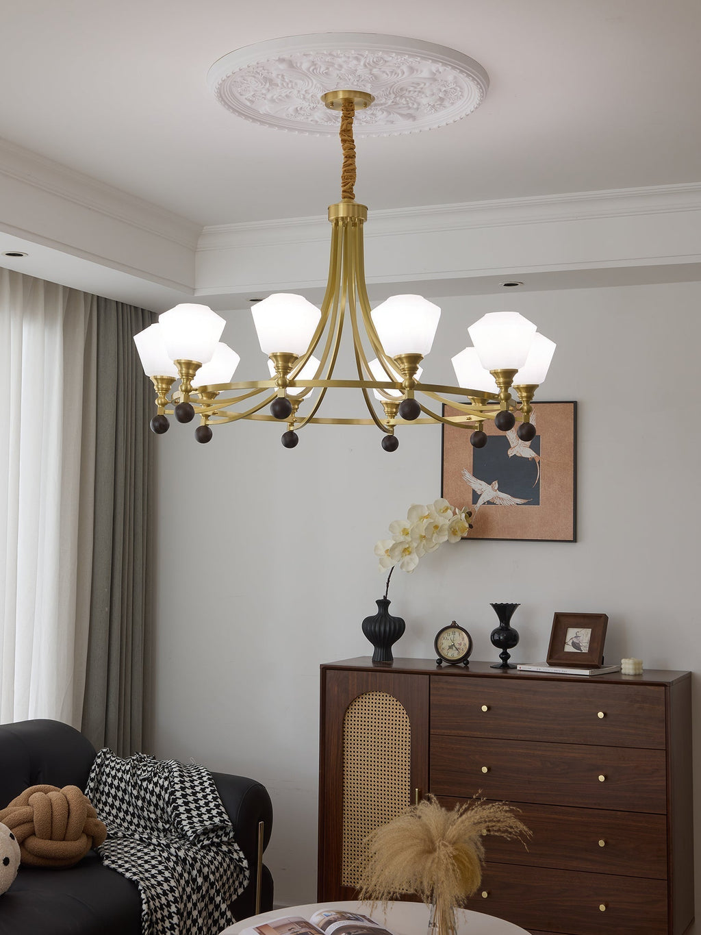 Nyraeyra Lustre Nordique Haut de Gamme en Laiton et Bois - Neutralighting