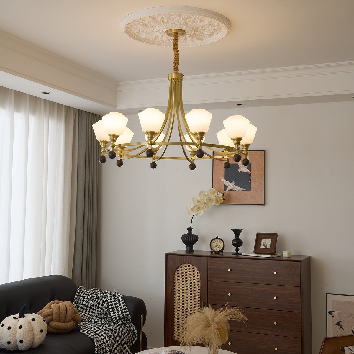 Nyraeyra Lustre Nordique Haut de Gamme en Laiton et Bois - Neutralighting