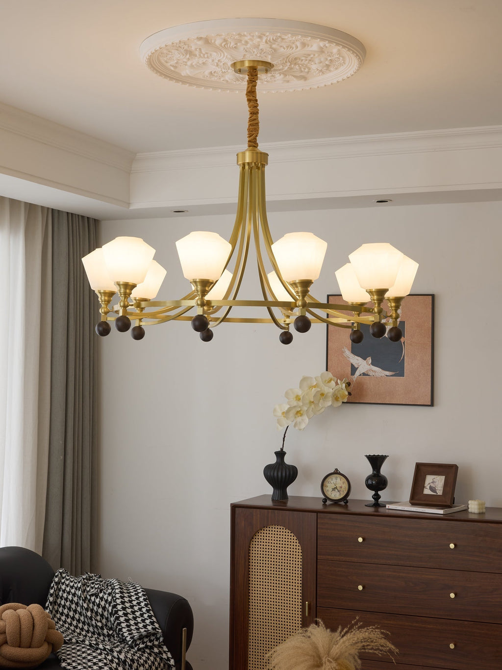 Nyraeyra Lustre Nordique Haut de Gamme en Laiton et Bois - Neutralighting