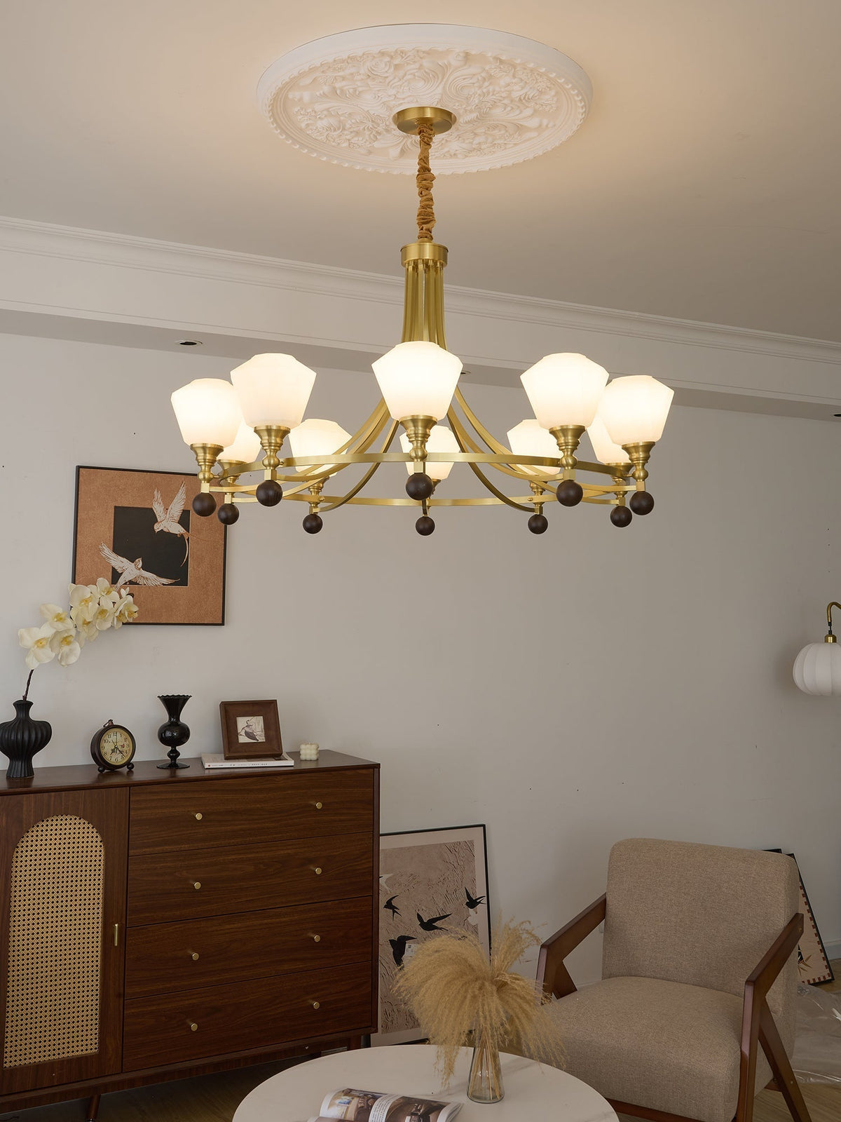 Nyraeyra Lustre Nordique Haut de Gamme en Laiton et Bois - Neutralighting
