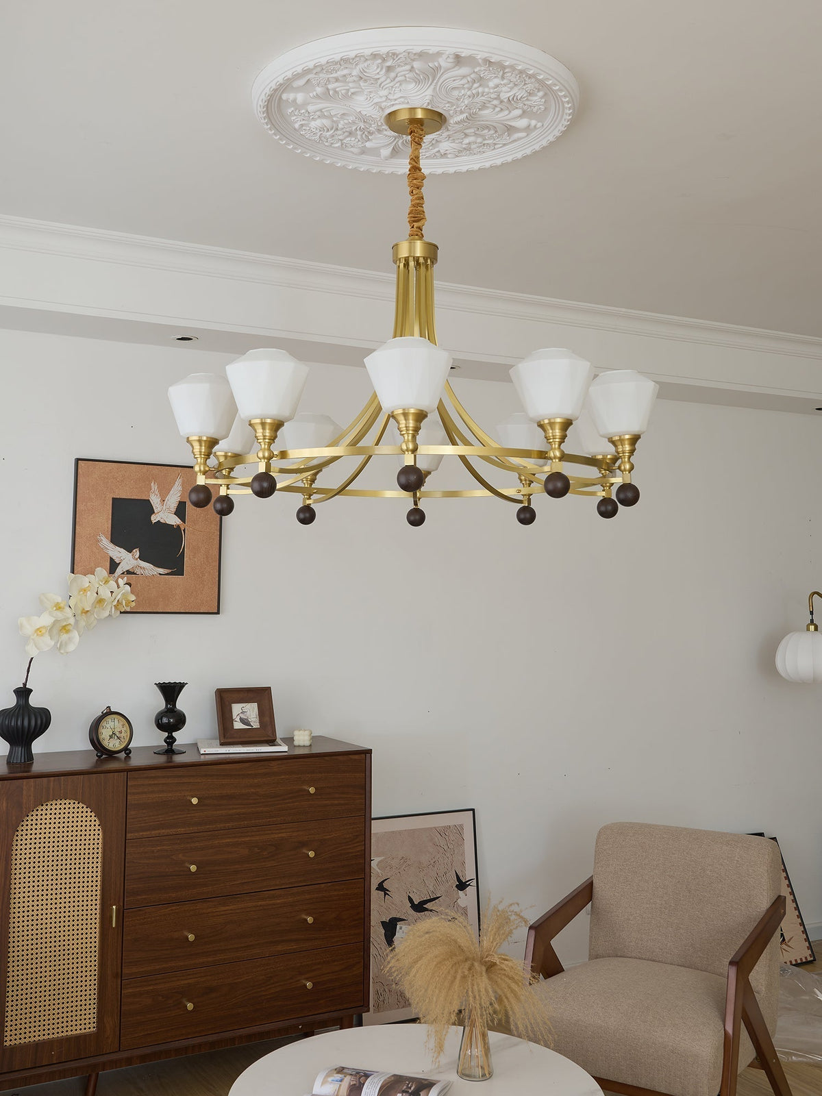 Nyraeyra Lustre Nordique Haut de Gamme en Laiton et Bois - Neutralighting