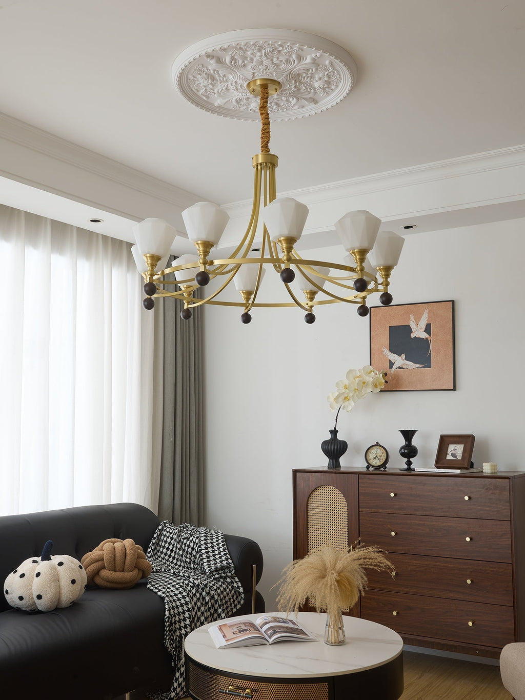 Nyraeyra Lustre Nordique Haut de Gamme en Laiton et Bois - Neutralighting