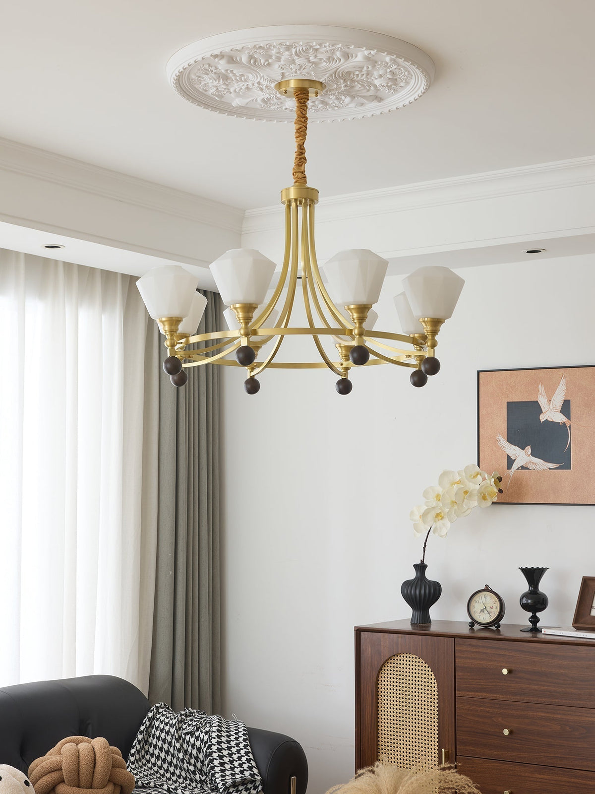 Nyraeyra Lustre Nordique Haut de Gamme en Laiton et Bois - Neutralighting