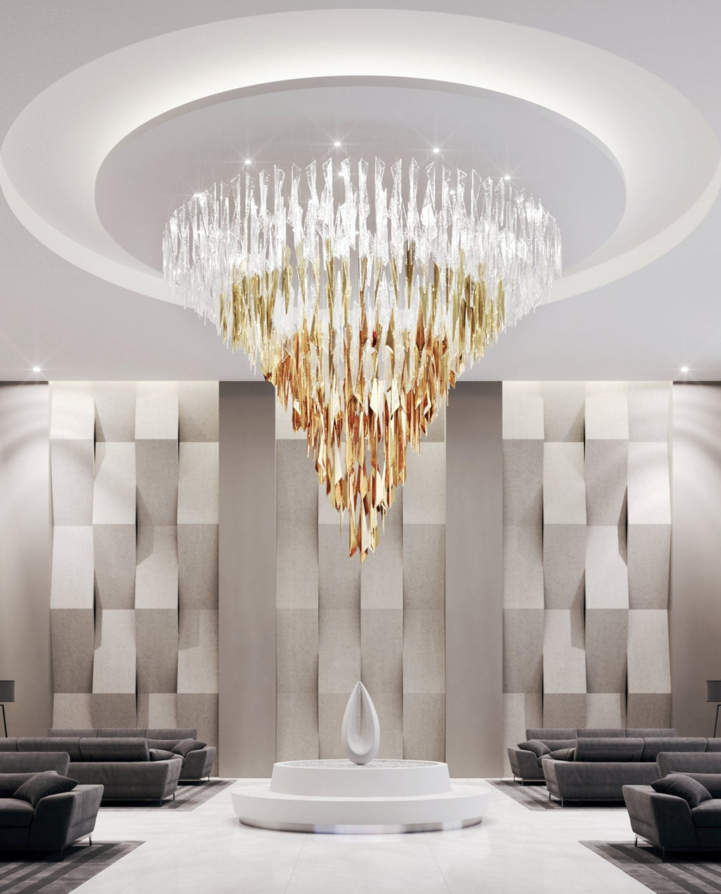 Nyvinia Verre Plume Forme Lustre - Neutralighting