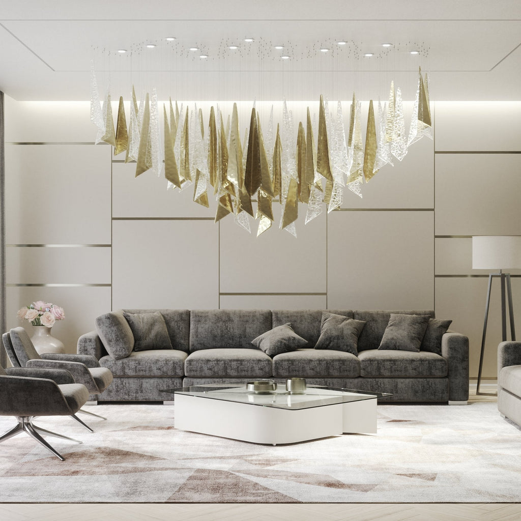 Nyvinia Verre Plume Forme Lustre - Neutralighting