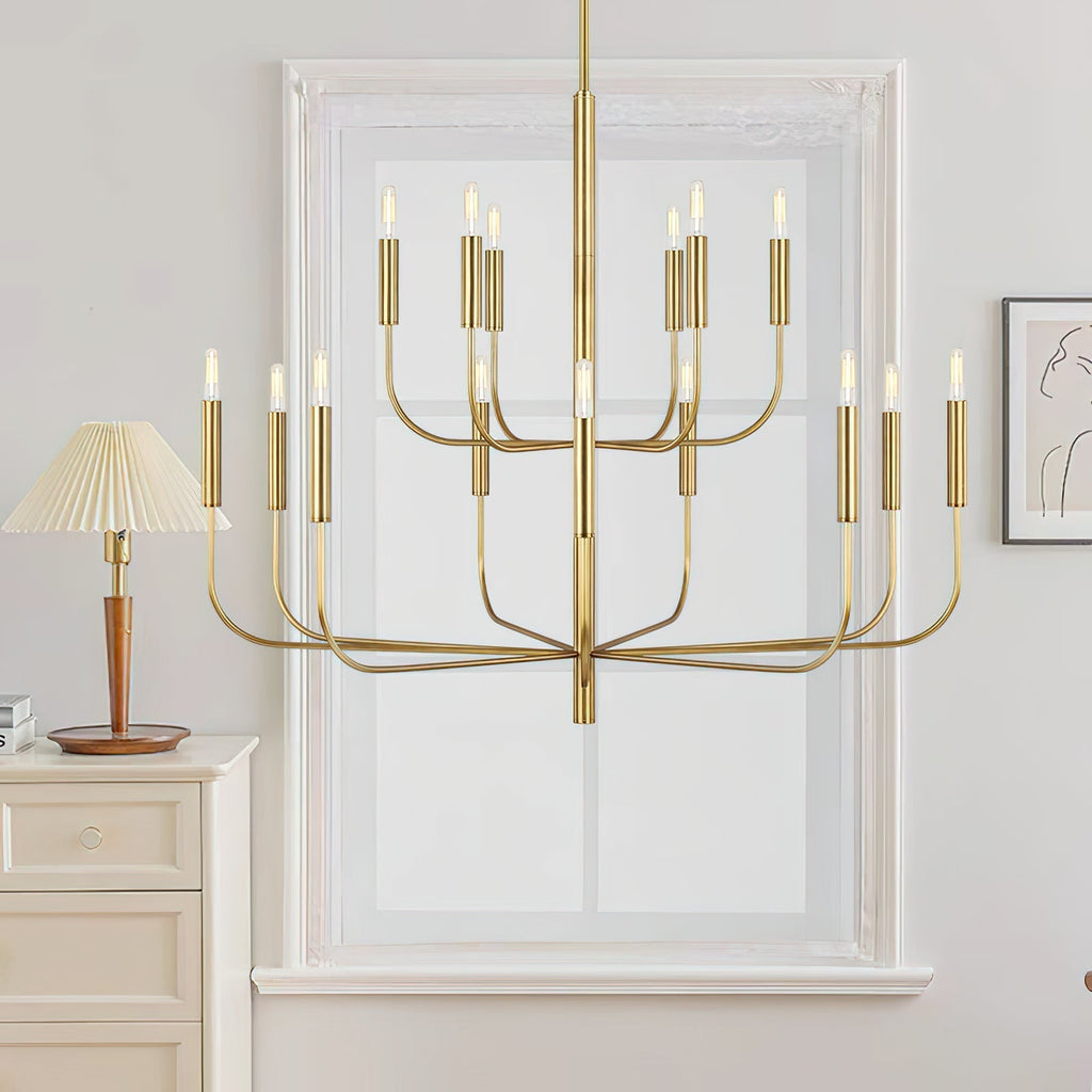 Olcarel Lustre Industriel Vintage En Métal Et Laiton - Neutralighting