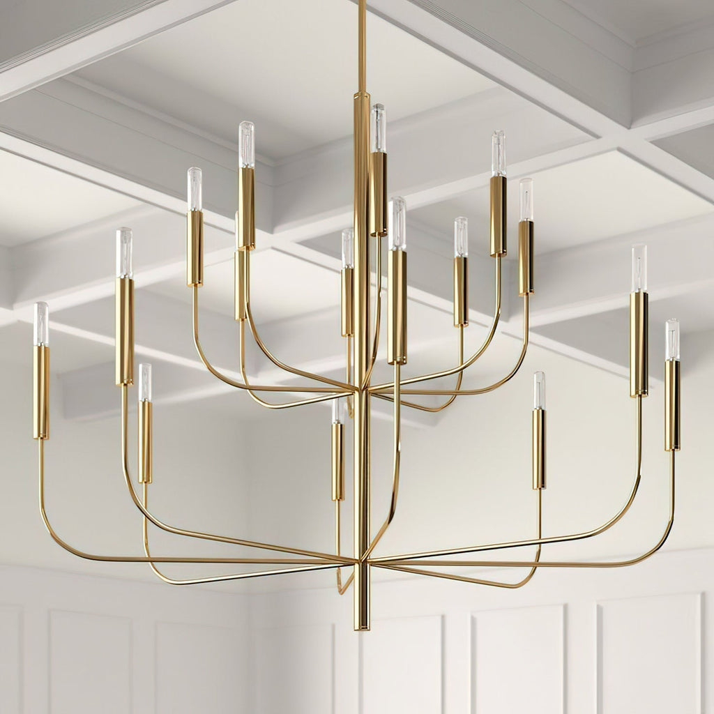 Olcarel Lustre Industriel Vintage En Métal Et Laiton - Neutralighting