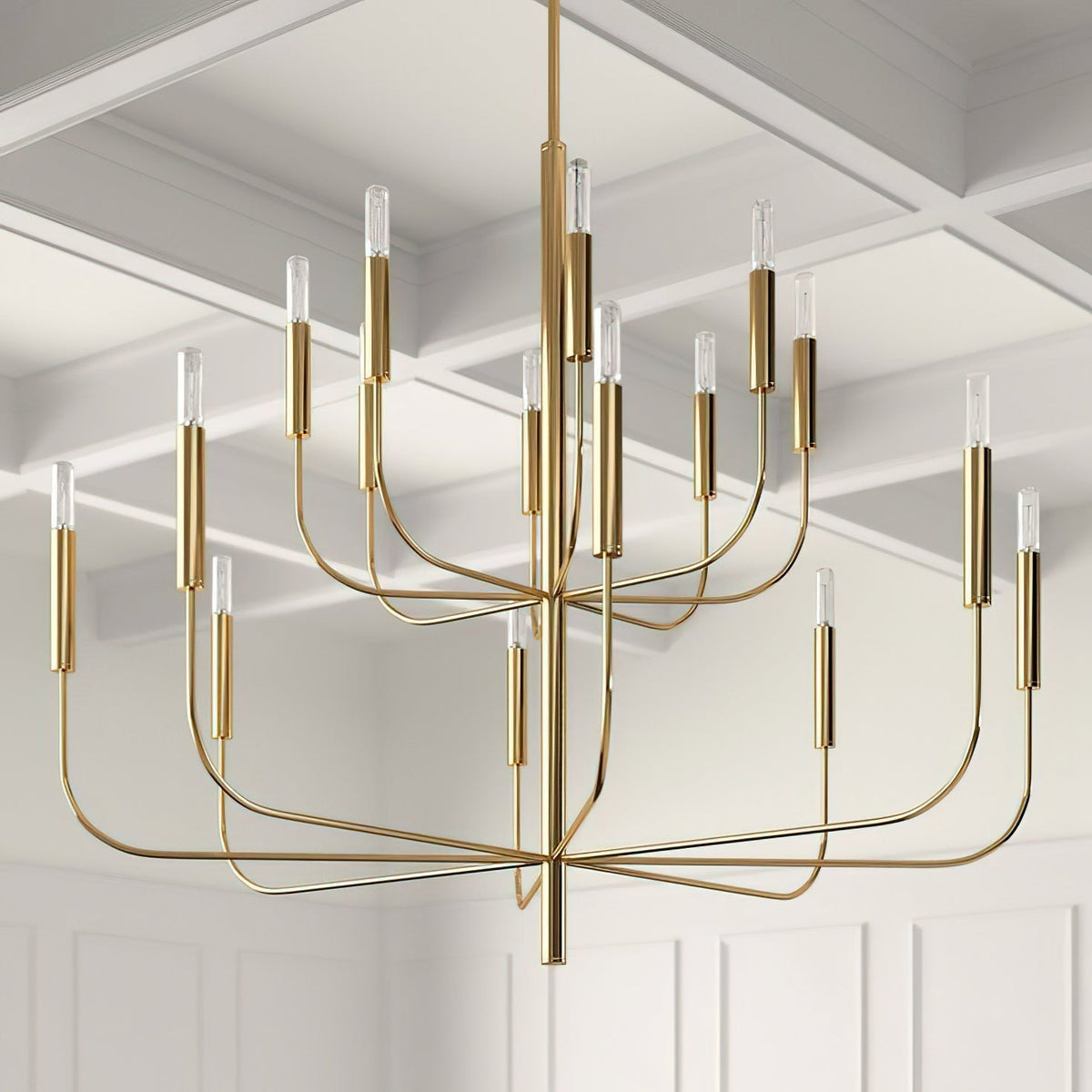 Olcarel Lustre Industriel Vintage En Métal Et Laiton - Neutralighting