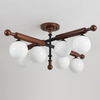 Briette Lustre Plafonnier Bras en Bois Globe Sculptural - Neutralighting