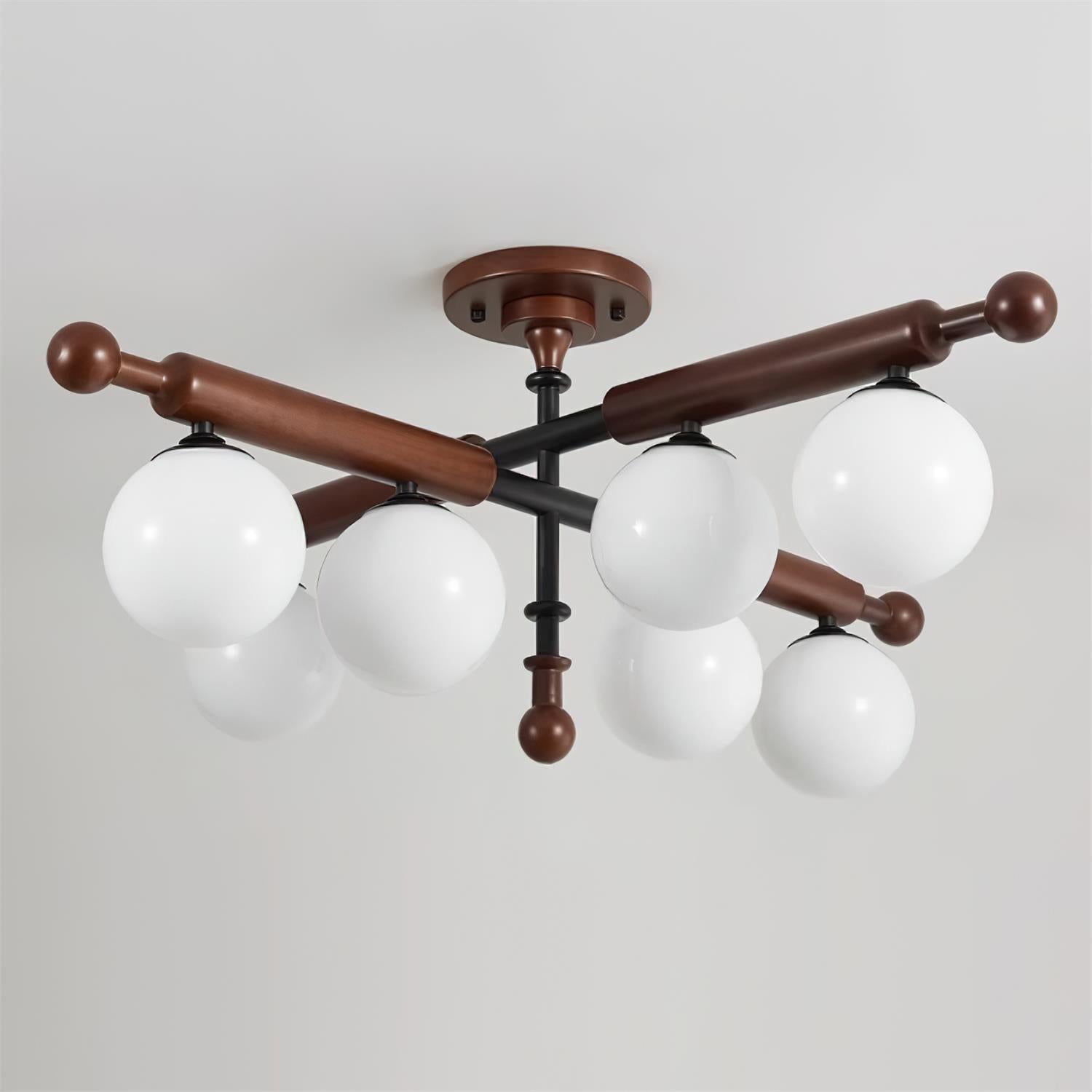 Briette Lustre Plafonnier Bras en Bois Globe Sculptural - Neutralighting