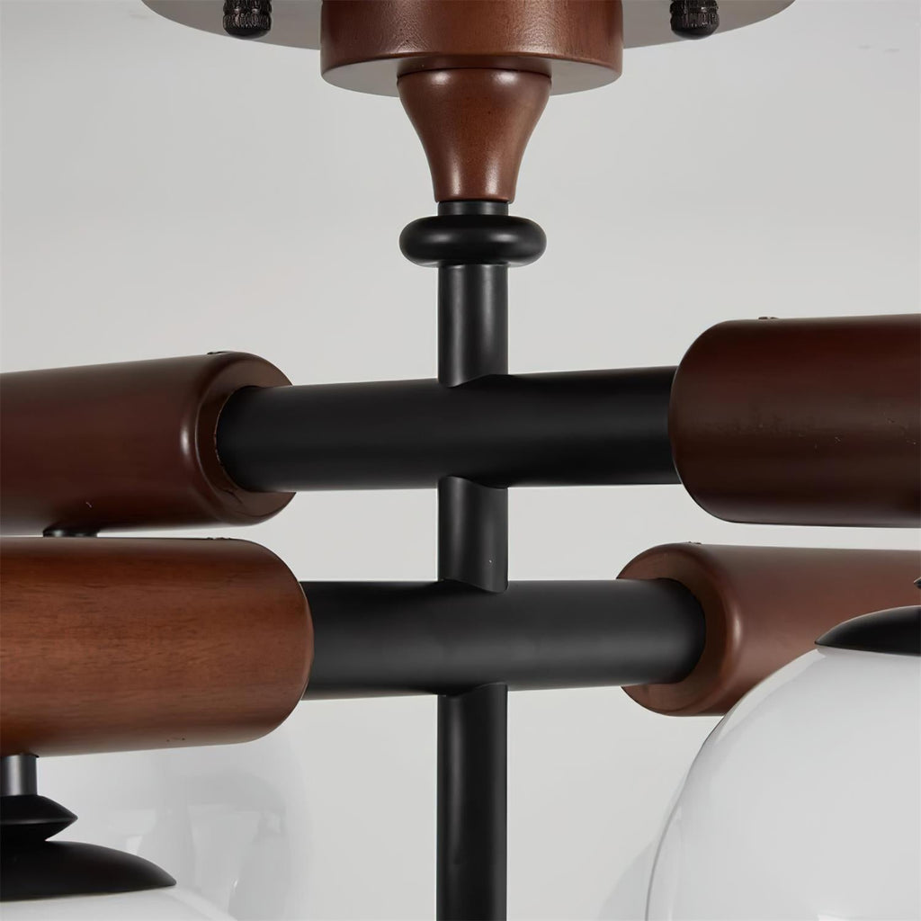 Briette Plafonnier Bois Verre Globe Mid Century - Neutralighting
