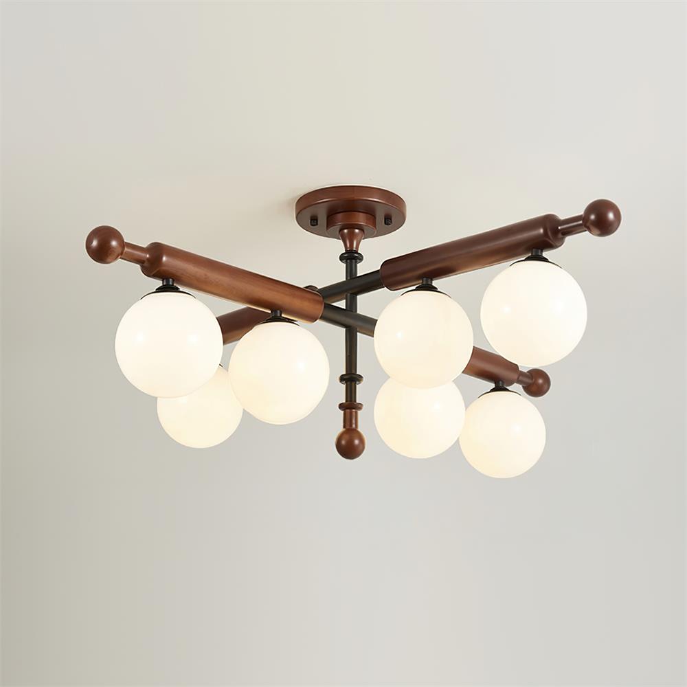 Briette Lustre Plafonnier Bras en Bois Globe Sculptural - Neutralighting