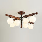 Briette Lustre Plafonnier Bras en Bois Globe Sculptural - Neutralighting
