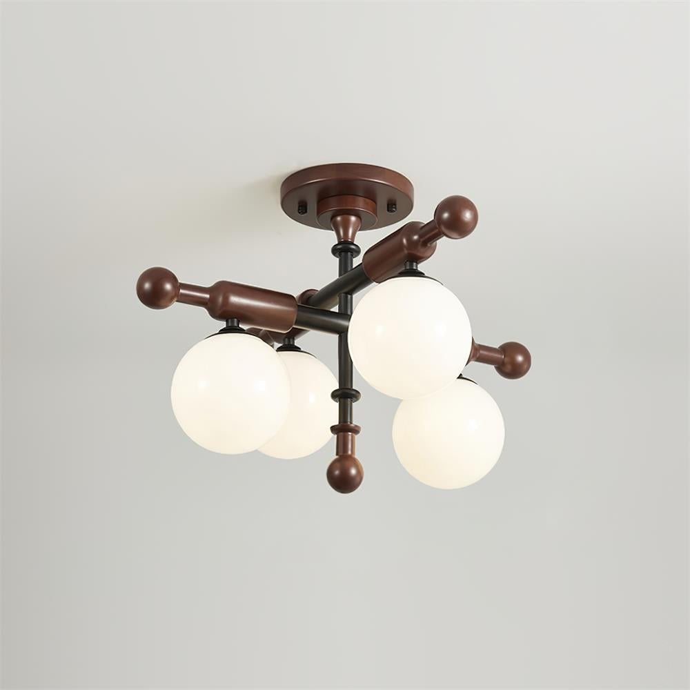 Briette Lustre Plafonnier Bras en Bois Globe Sculptural - Neutralighting