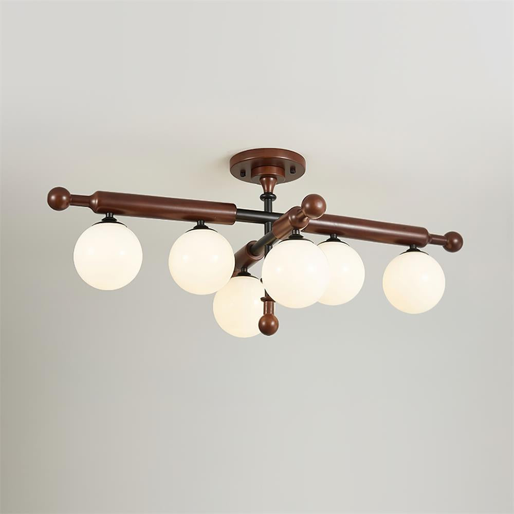 Briette Plafonnier Bois Verre Globe Mid Century - Neutralighting