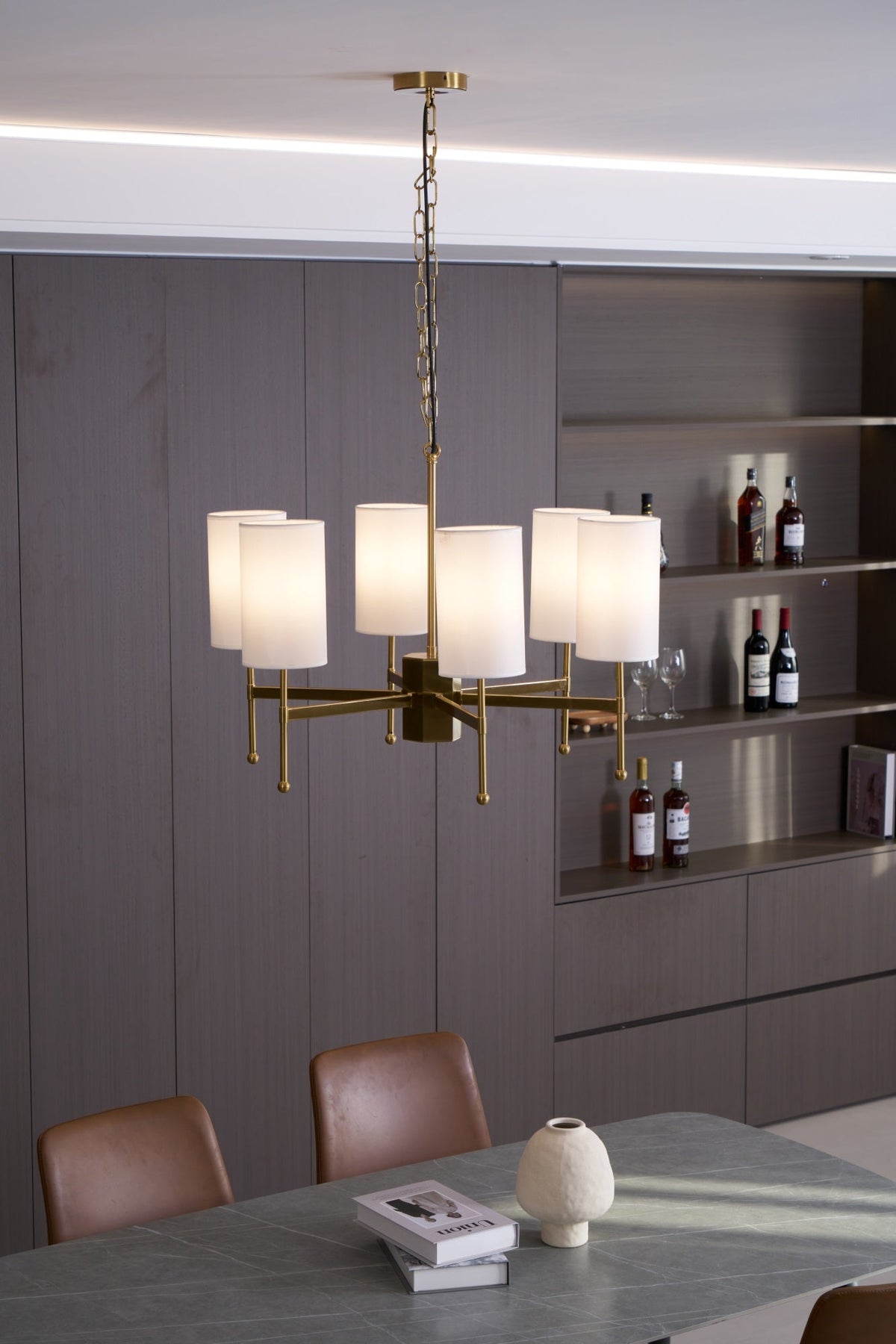 Ulcarisra Chandelier en Tissu Vintage en Laiton - Neutralighting