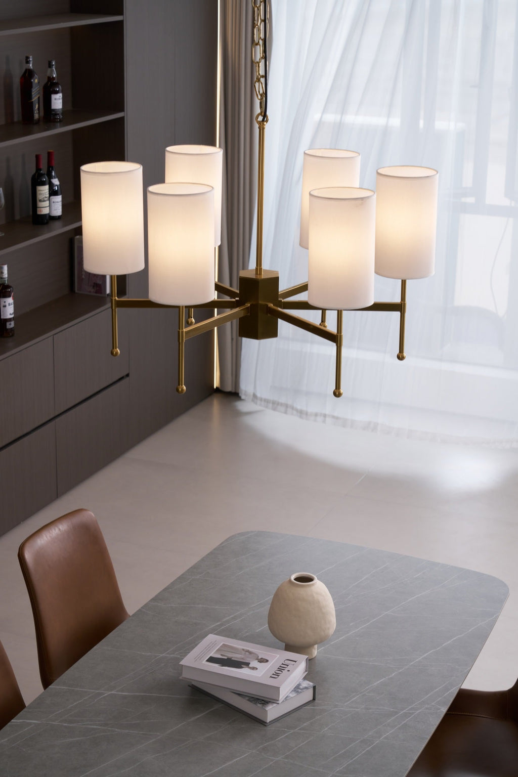 Ulcarisra Chandelier en Tissu Vintage en Laiton - Neutralighting
