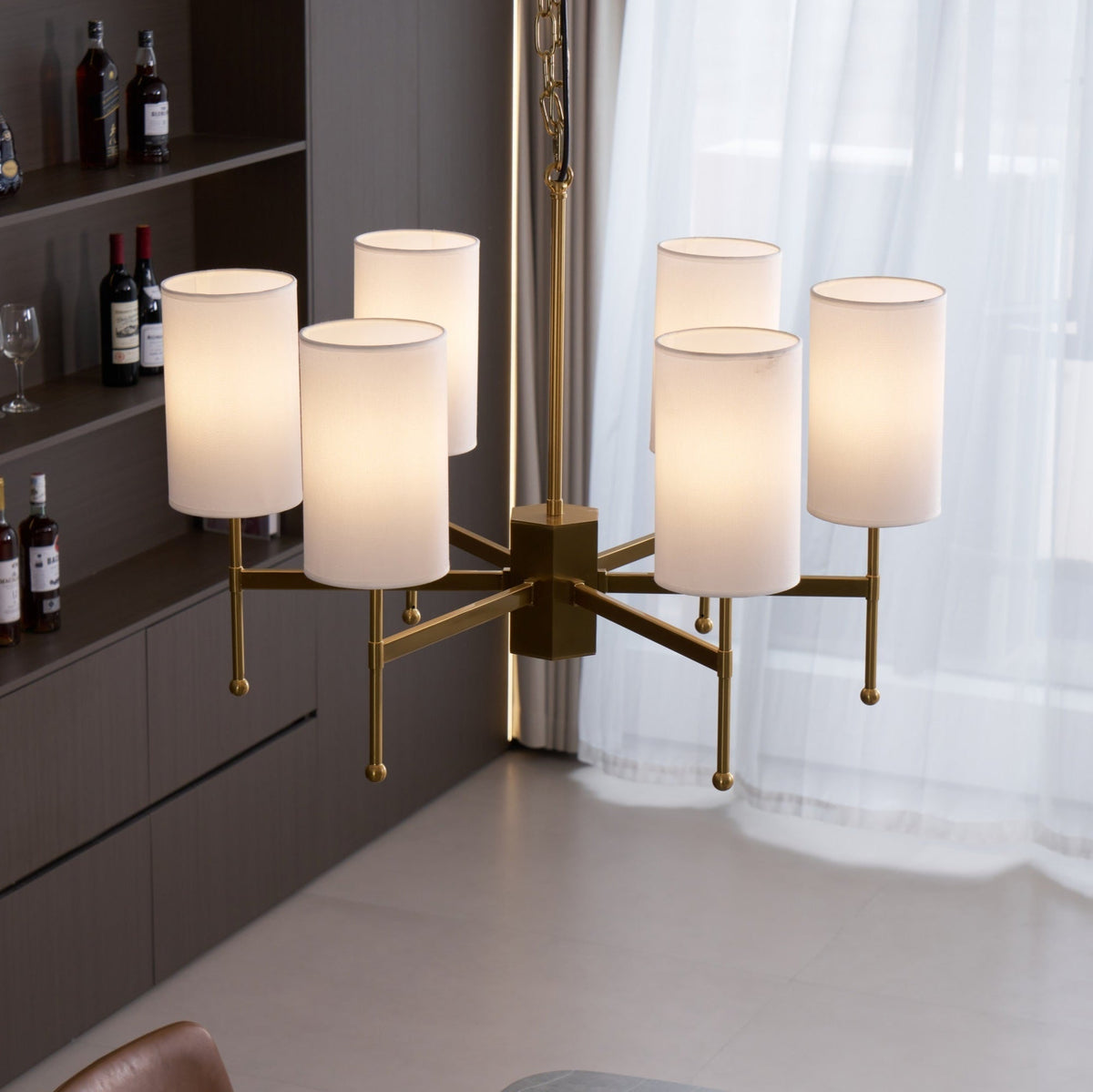 Ulcarisra Chandelier en Tissu Vintage en Laiton - Neutralighting
