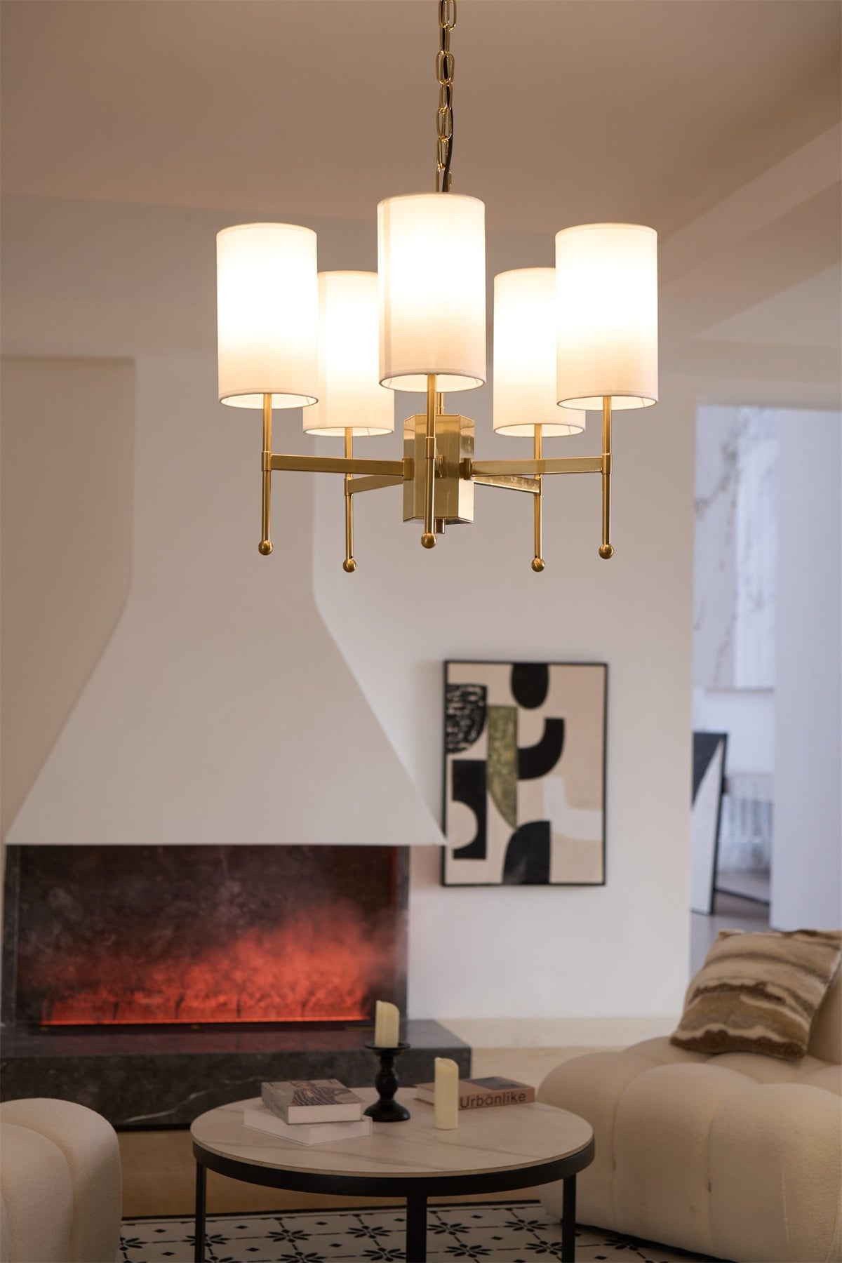 Ulcarisra Chandelier en Tissu Vintage en Laiton - Neutralighting