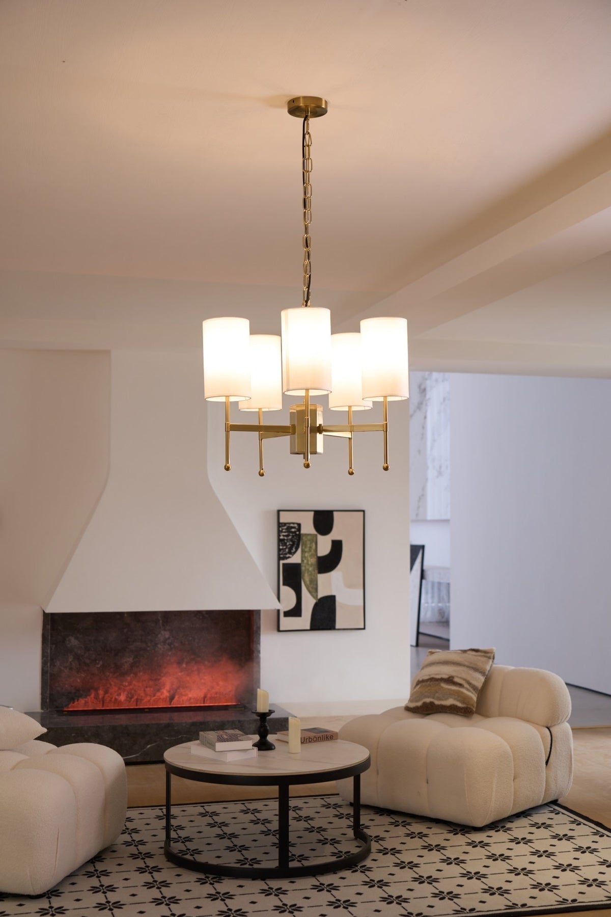 Ulcarisra Chandelier en Tissu Vintage en Laiton - Neutralighting